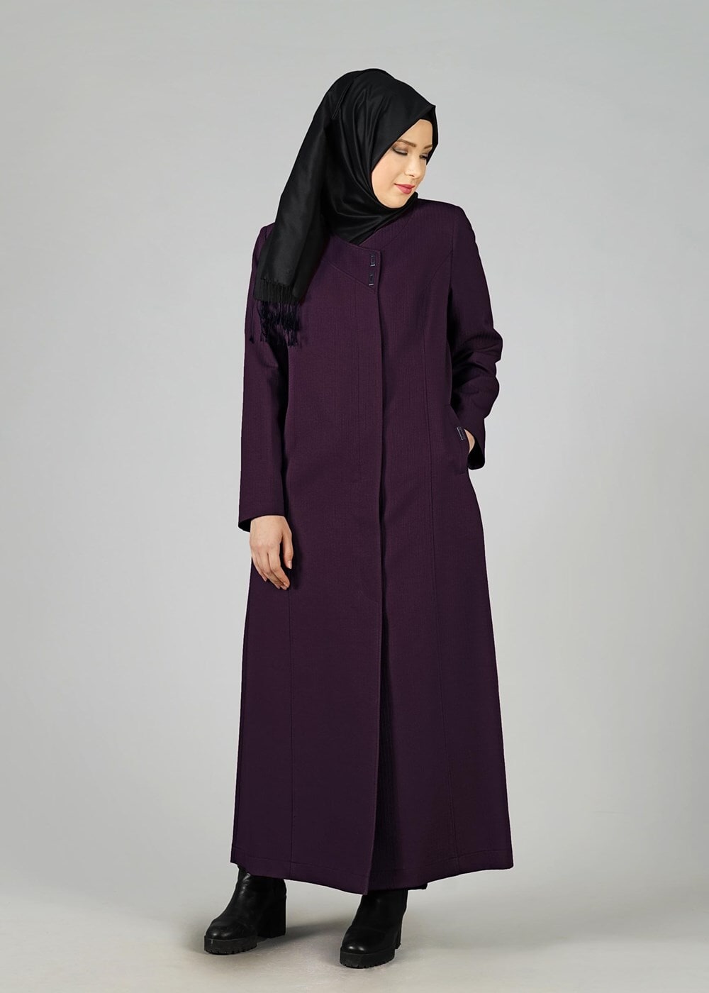 Vêtements hijab PRUNE PARDESSUS ZIPPÉ 1653 