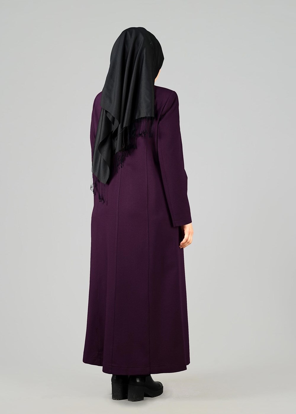 Vêtements hijab PRUNE PARDESSUS ZIPPÉ 1653 