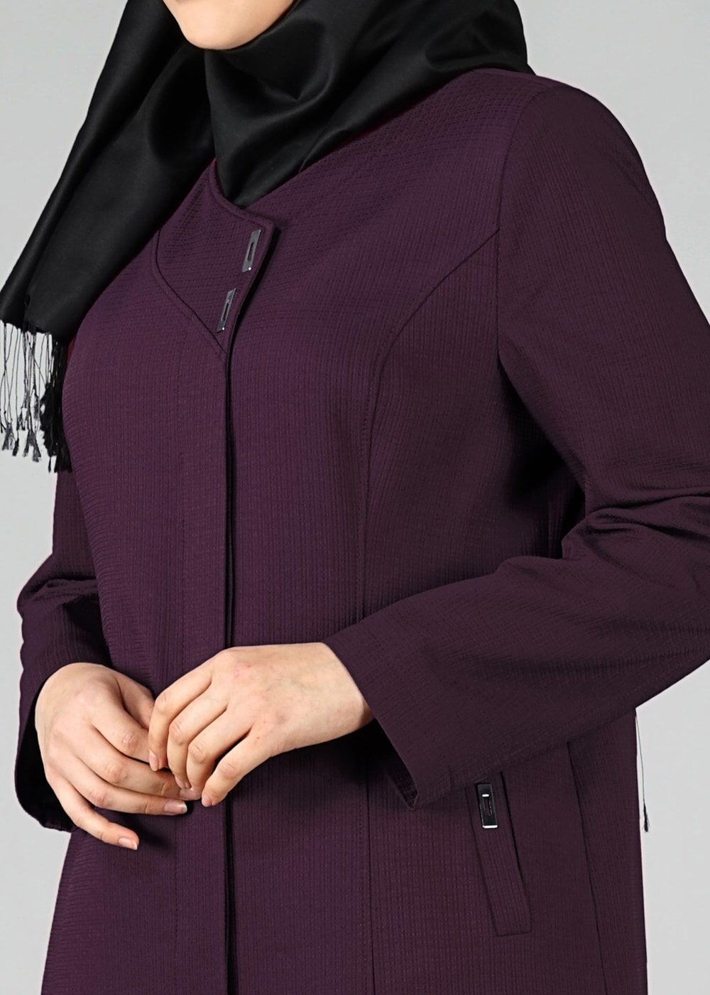 Hijab clothing PLUM ZIPPED TOPCOAT 1653