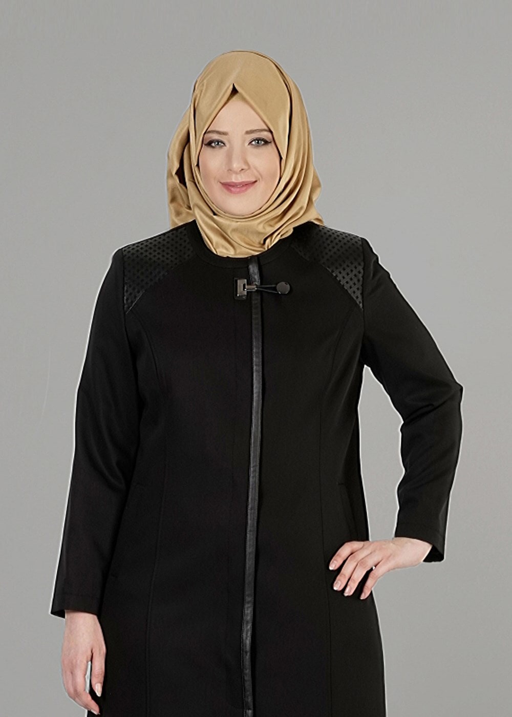 Vêtements hijab NOIR PARDESSUS ZIPPÉ 1654 