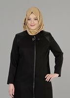 Vêtements hijab NOIR PARDESSUS ZIPPÉ 1654 