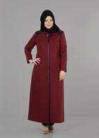 Vêtements hijab ROUGE BORDEAUX PARDESSUS ZIPPÉ 1654
