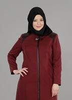 Vêtements hijab ROUGE BORDEAUX PARDESSUS ZIPPÉ 1654 
