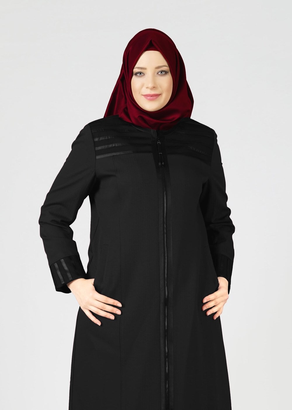 Vêtements hijab NOIR PARDESSUS ZIPPÉ 1655 