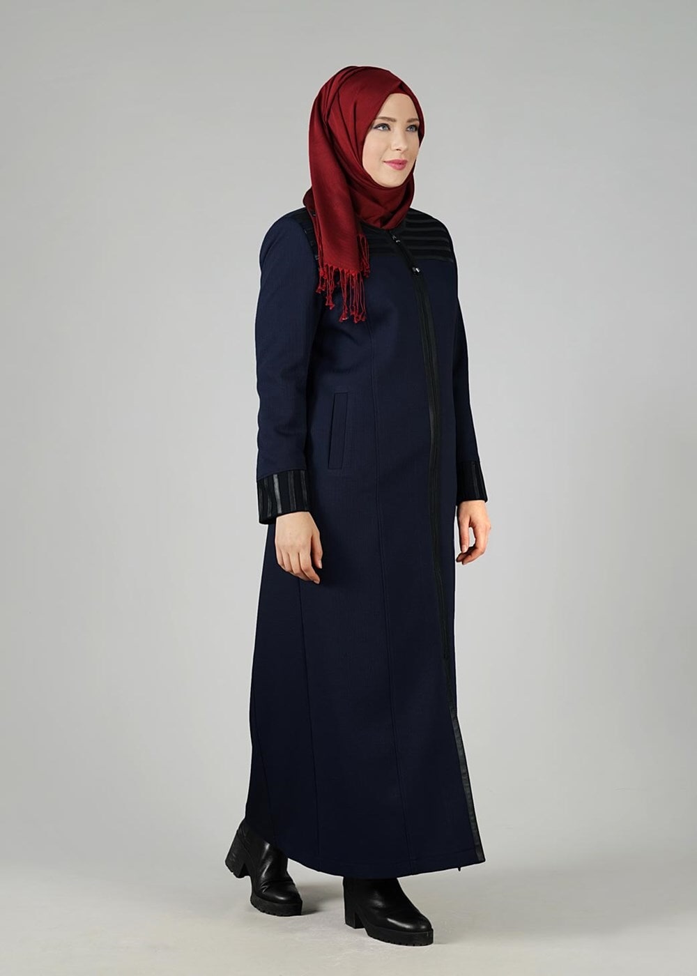 Vêtements hijab BLEU MARINE PARDESSUS ZIPPÉ 1655 