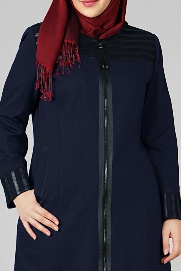 Vêtements hijab BLEU MARINE PARDESSUS ZIPPÉ 1655  - TRENDTESETTÜR