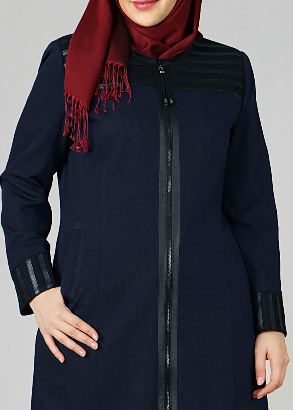 Vêtements hijab BLEU MARINE PARDESSUS ZIPPÉ 1655