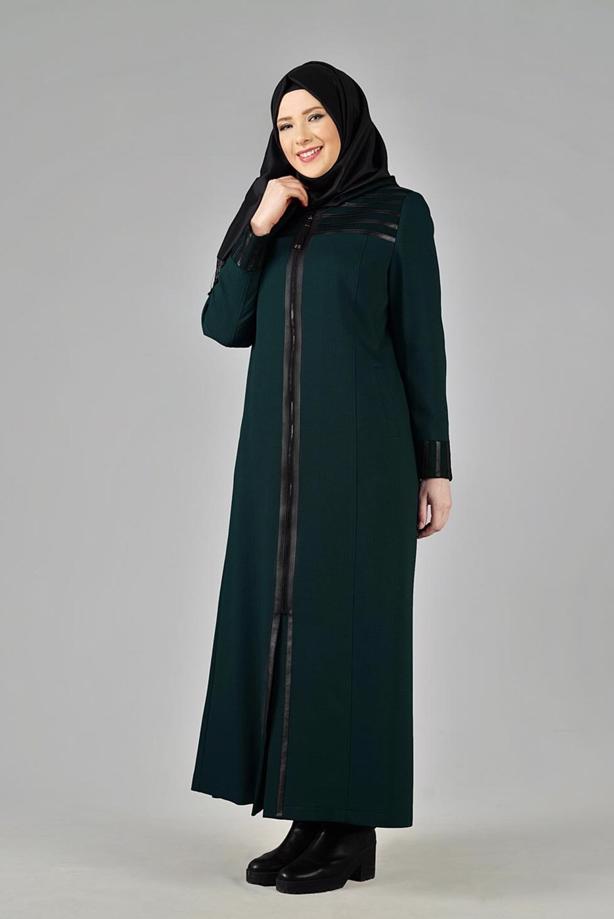 Tesettür giyim YEŞİL 1655 PARDESÜ  - TRENDTESETTÜR