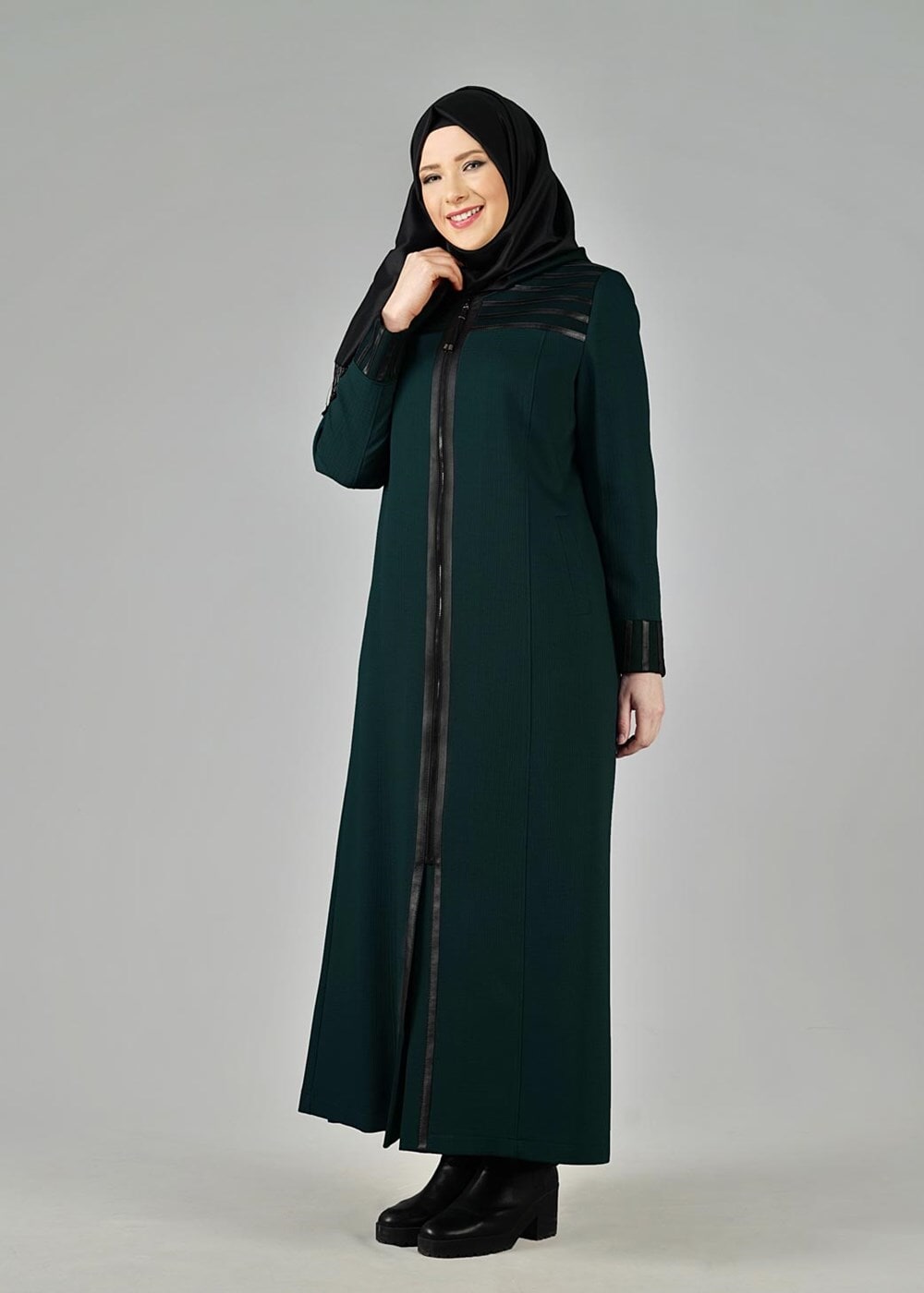 Vêtements hijab VERT PARDESSUS ZIPPÉ 1655 