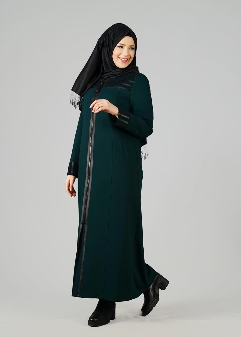 Vêtements hijab VERT PARDESSUS ZIPPÉ 1655 