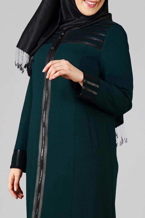 Vêtements hijab VERT PARDESSUS ZIPPÉ 1655  - TRENDTESETTÜR