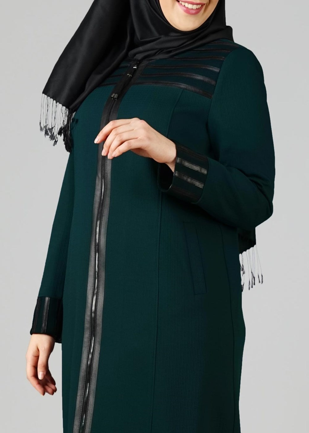 Vêtements hijab VERT PARDESSUS ZIPPÉ 1655 