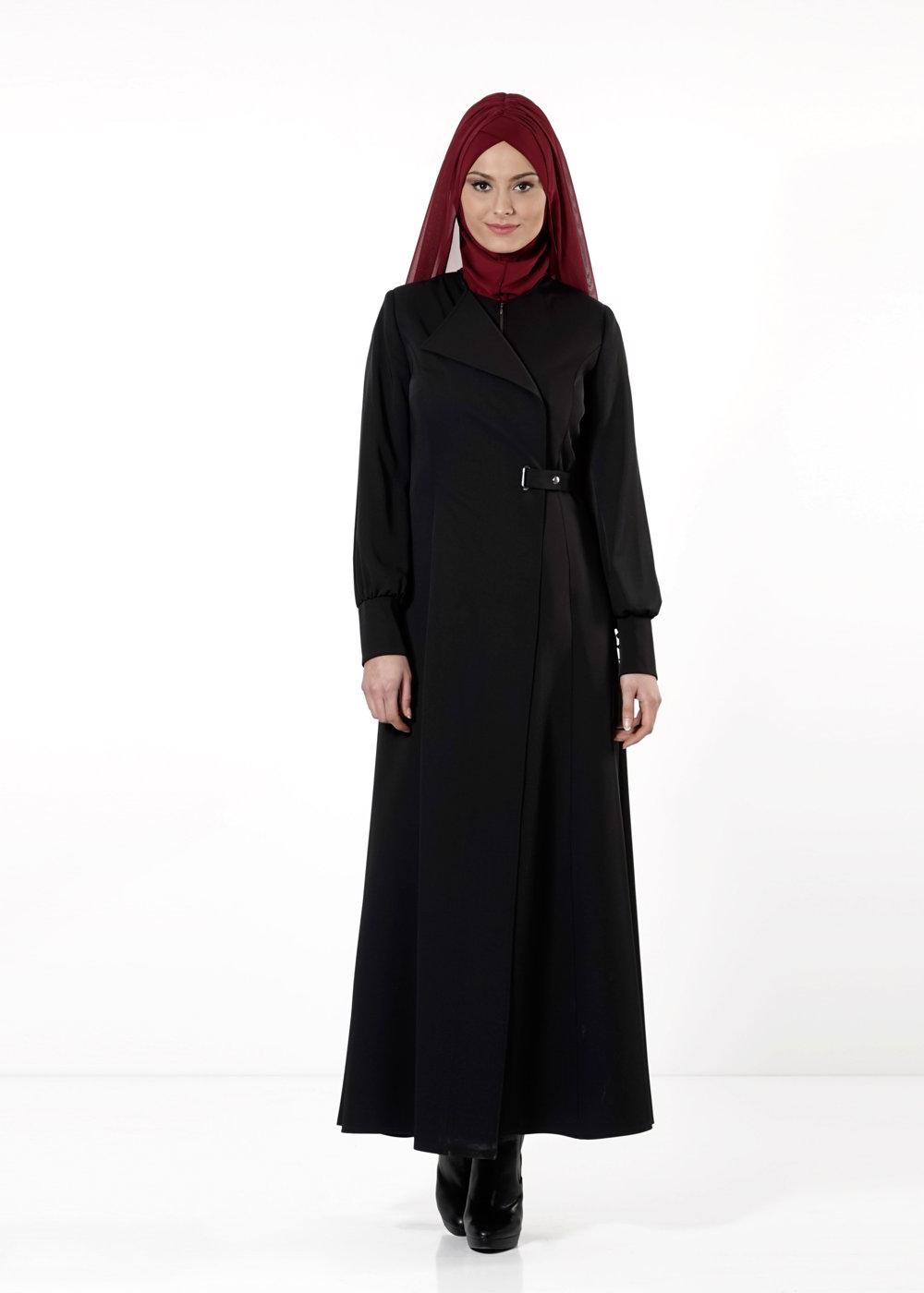 Tesettür giyim SİYAH T 1677 Sarah Pardesü-Alv Fashıon