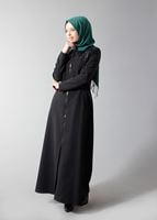 Tesettür giyim SİYAH FERMUARLI PARDESÜ 1682 