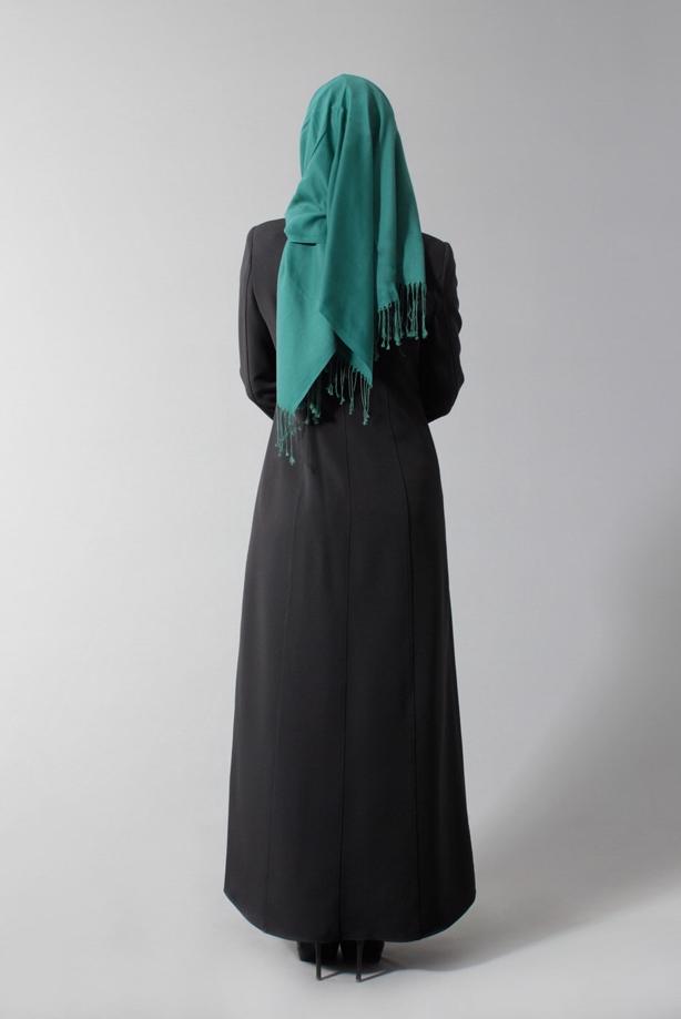 Tesettür giyim SİYAH FERMUARLI PARDESÜ 1682  - TRENDTESETTÜR