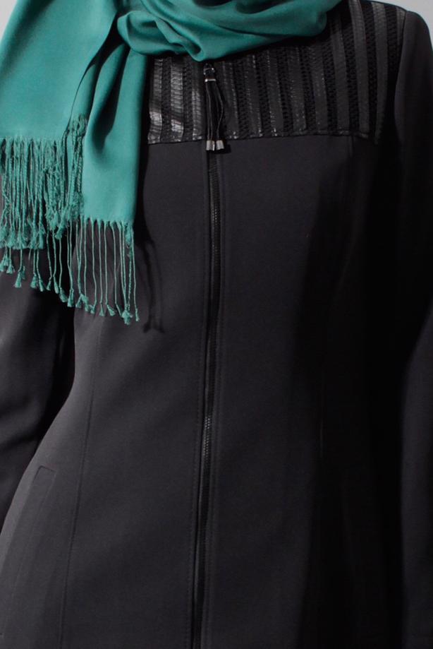 Tesettür giyim SİYAH FERMUARLI PARDESÜ 1682  - TRENDTESETTÜR