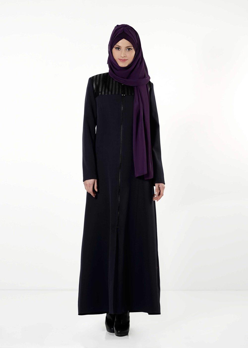 Tesettür giyim LACİVERT FERMUARLI PARDESÜ 1682 