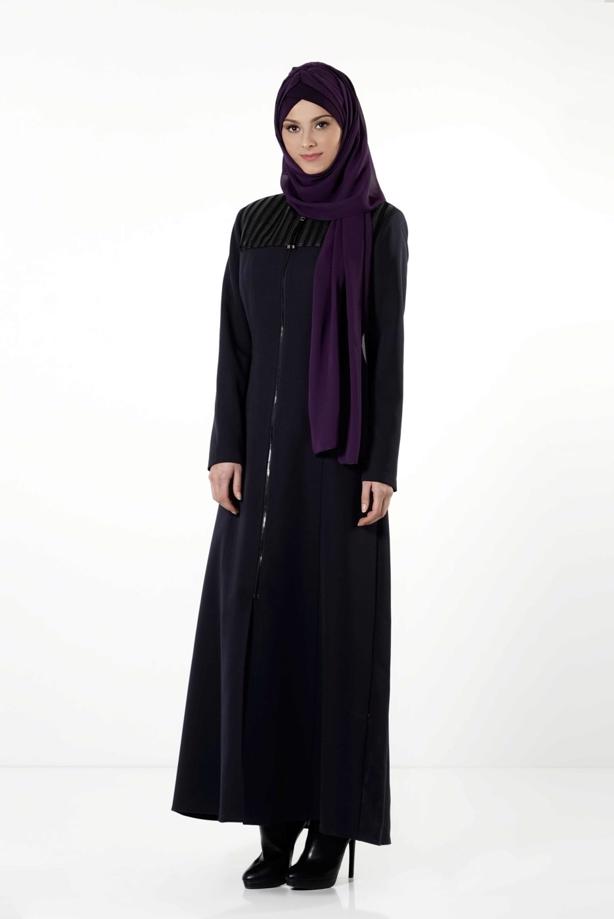 Tesettür giyim LACİVERT FERMUARLI PARDESÜ 1682  - TRENDTESETTÜR