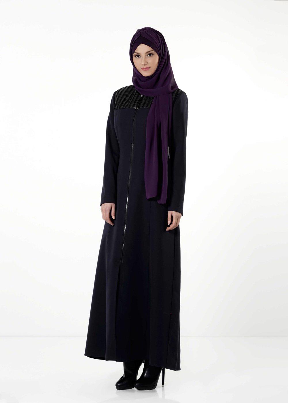 Tesettür giyim LACİVERT FERMUARLI PARDESÜ 1682 
