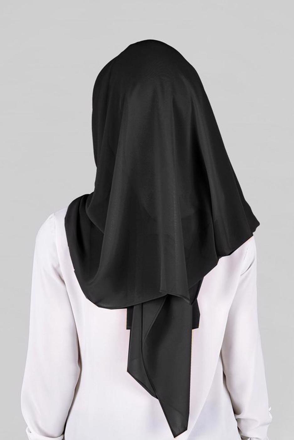 Vêtements hijab NOIR CHÂLE PRÊT À PORTER 9827