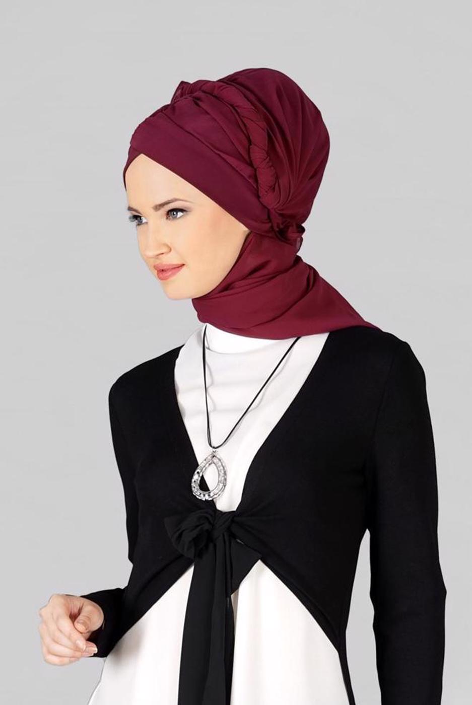 Hijab clothing CLARET RED READY TO WEAR SHAWL 9827