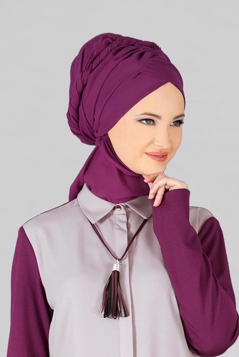 Vêtements hijab FUCHSIA CHÂLE PRÊT À PORTER 9827