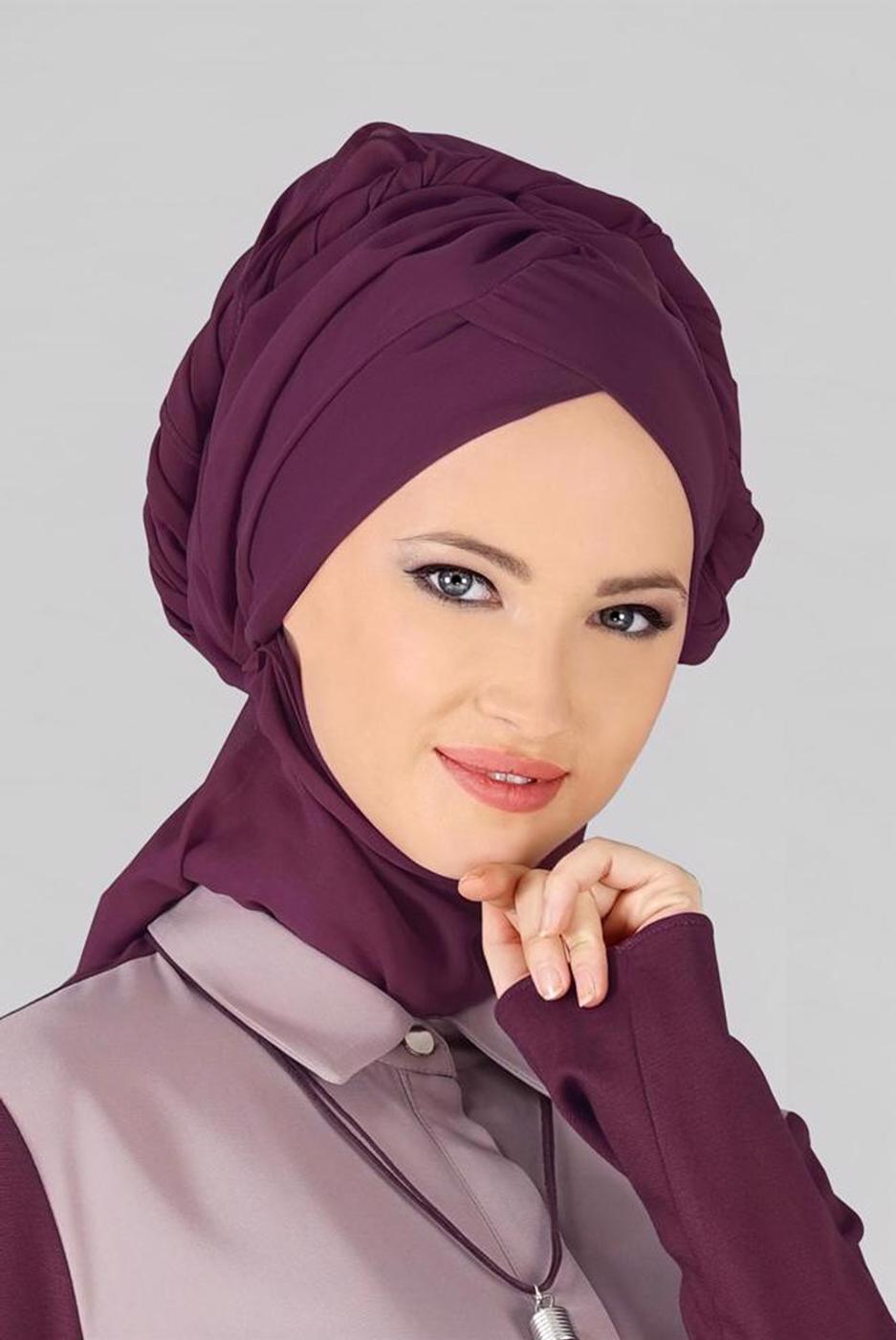 Vêtements hijab PRUNE CHÂLE PRÊT À PORTER 9827