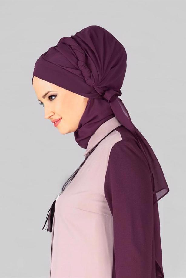 Vêtements hijab PRUNE CHÂLE PRÊT À PORTER 9827 - TRENDTESETTÜR
