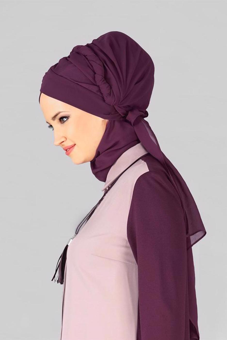 Vêtements hijab PRUNE CHÂLE PRÊT À PORTER 9827