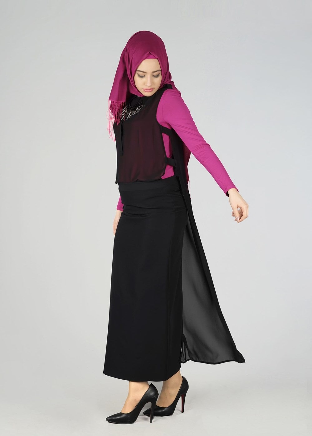 Tesettür giyim FUŞYA 4041 TUNİK