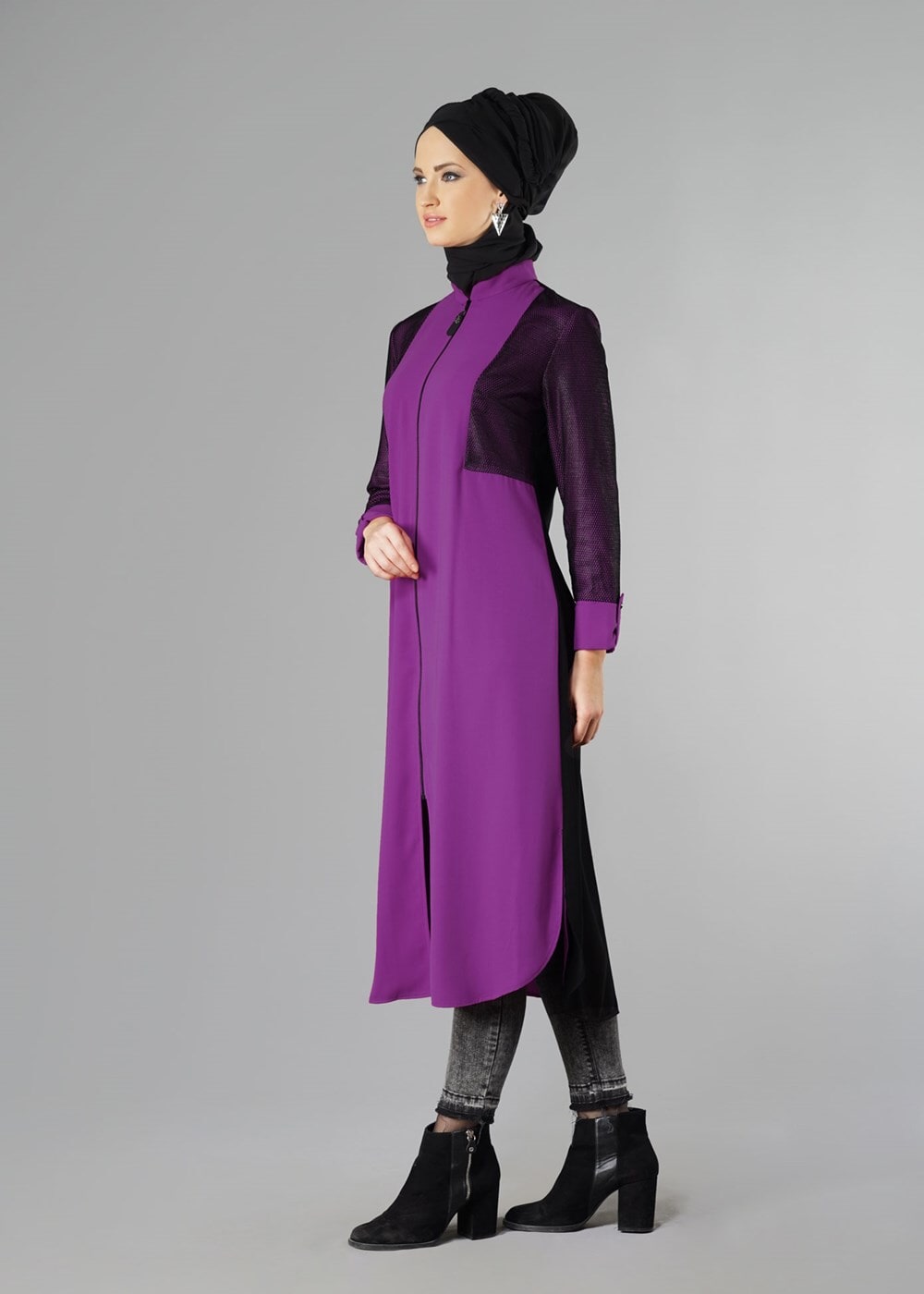 Vêtements hijab POURPRE TUNIQUE ZIPPÉE 4065