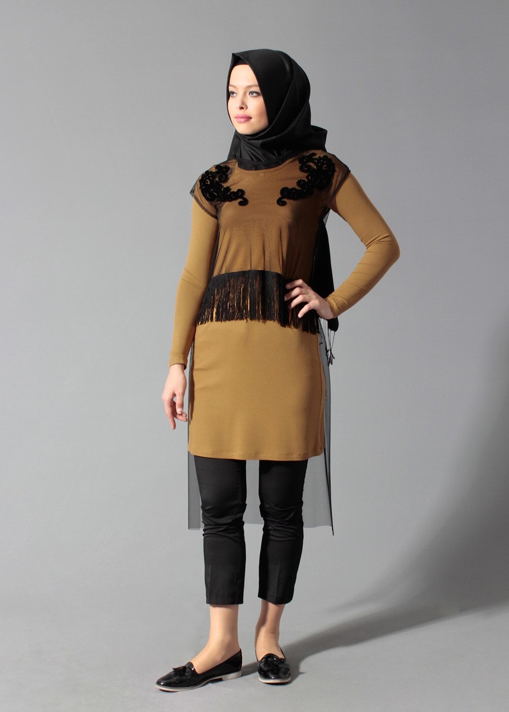 Tesettür giyim TURUNCU 4098 TUNİK