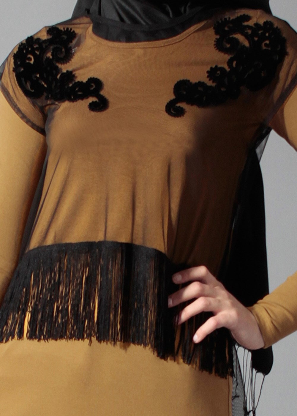 Tesettür giyim TURUNCU 4098 TUNİK