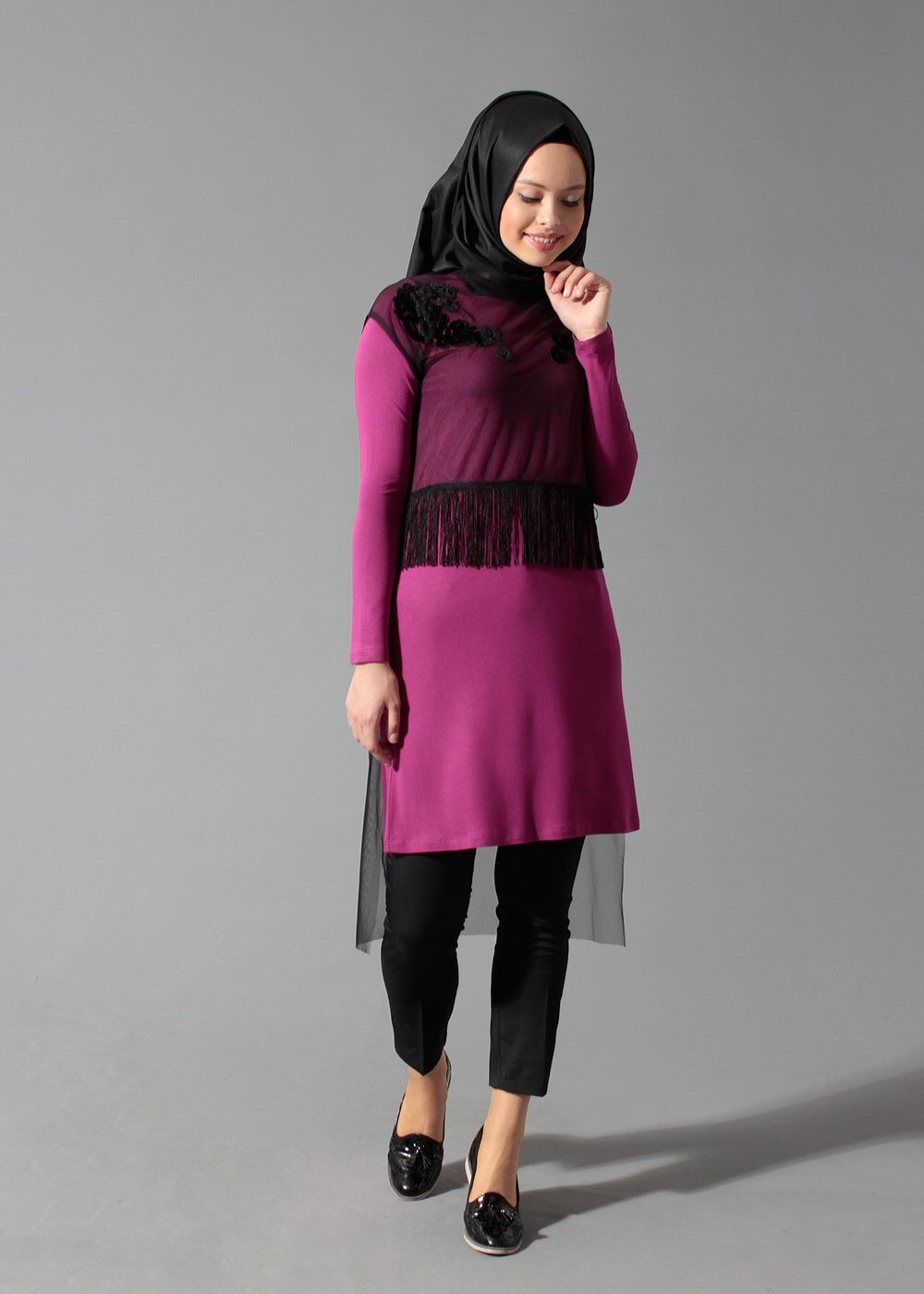 Tesettür giyim FUŞYA 4098 TUNİK
