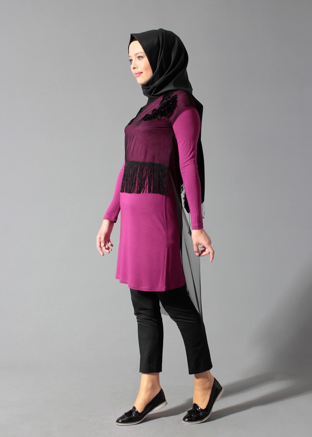 Tesettür giyim FUŞYA 4098 TUNİK