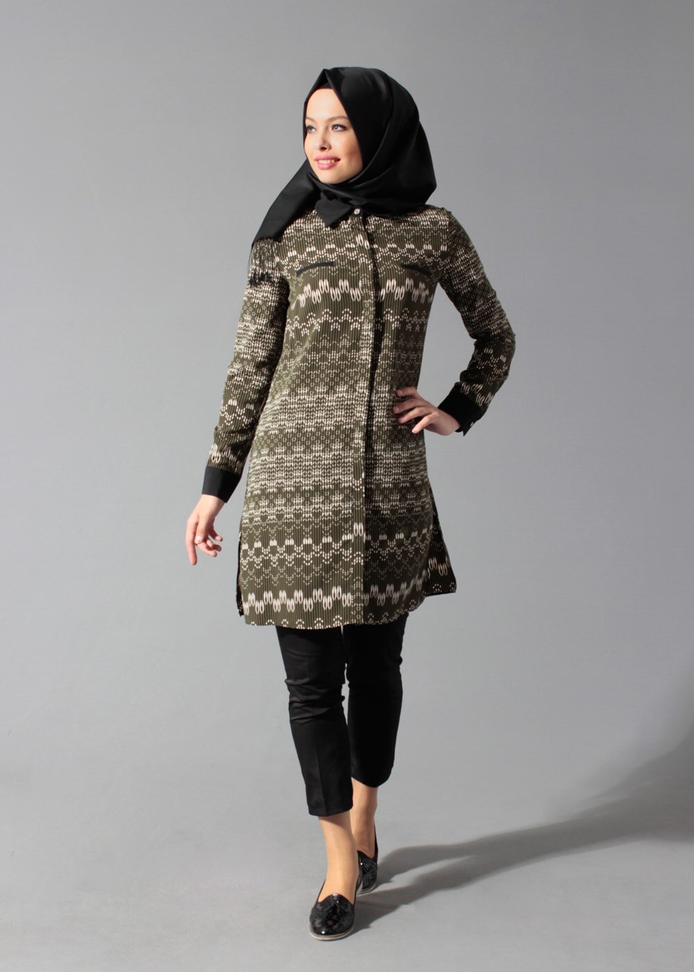 Tesettür giyim HAKİ 4166 TUNİK