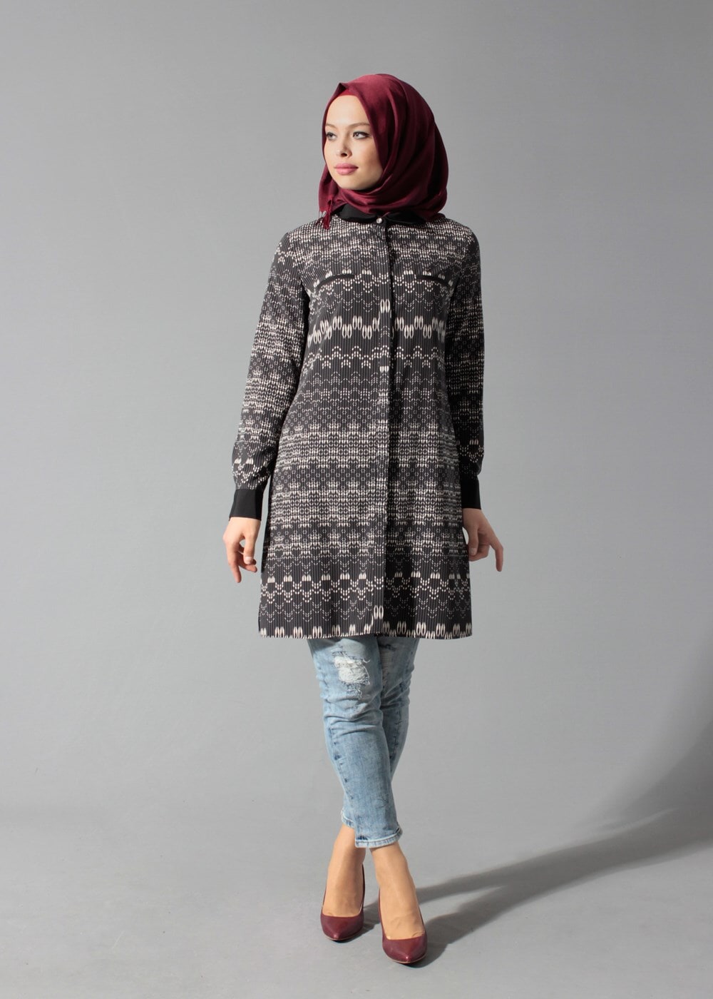 Tesettür giyim GRİ 4166 TUNİK
