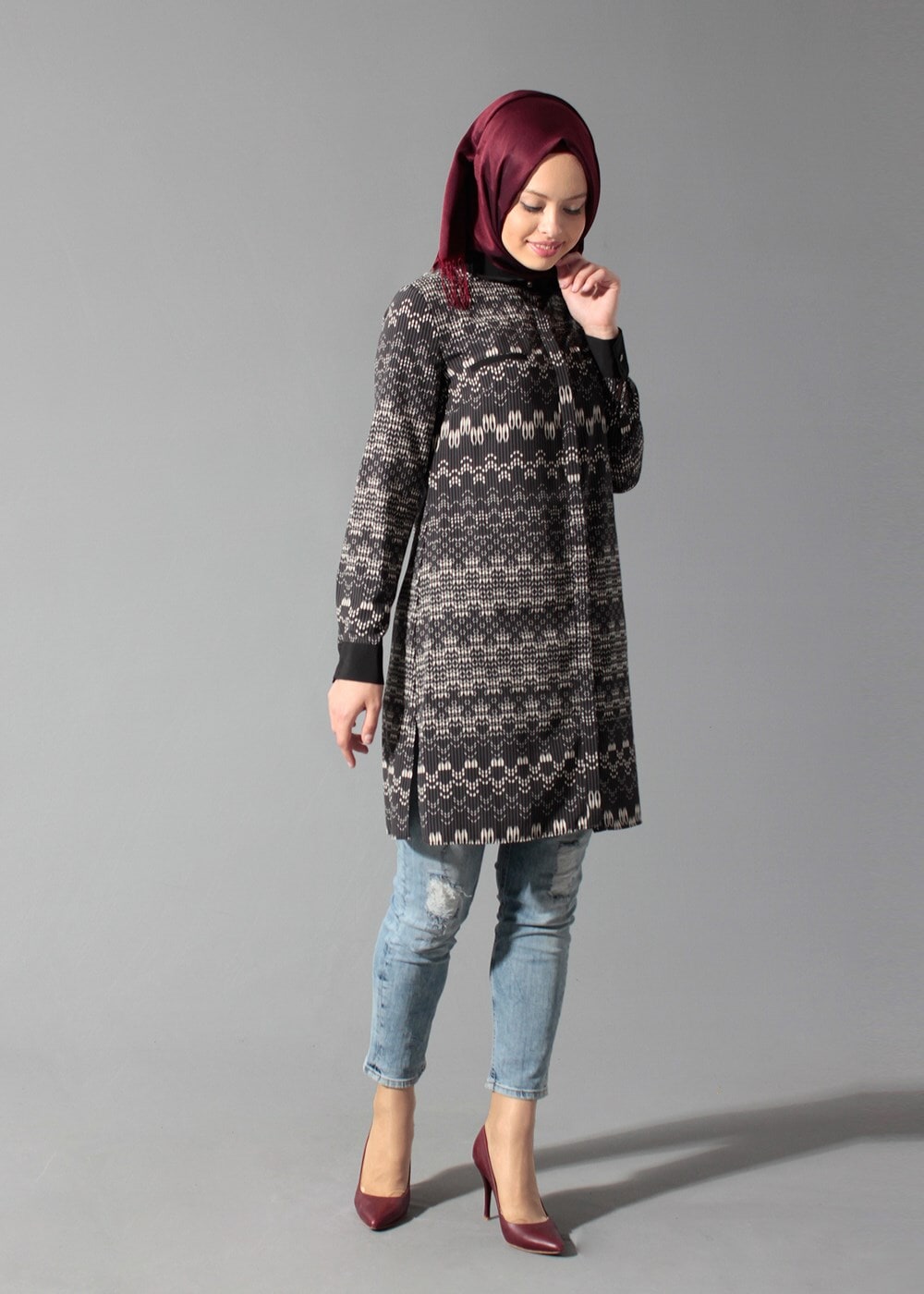 Tesettür giyim GRİ 4166 TUNİK