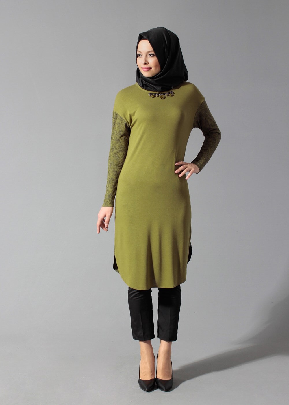 Tesettür giyim YEŞİL 4186 TUNİK