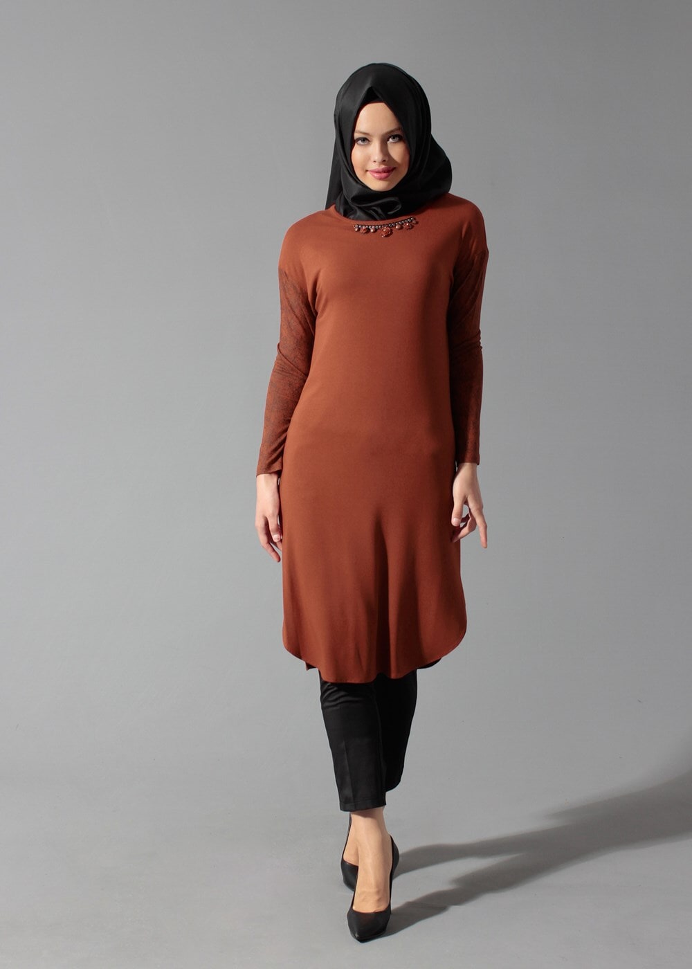 Tesettür giyim KIRMIZI 4186 TUNİK