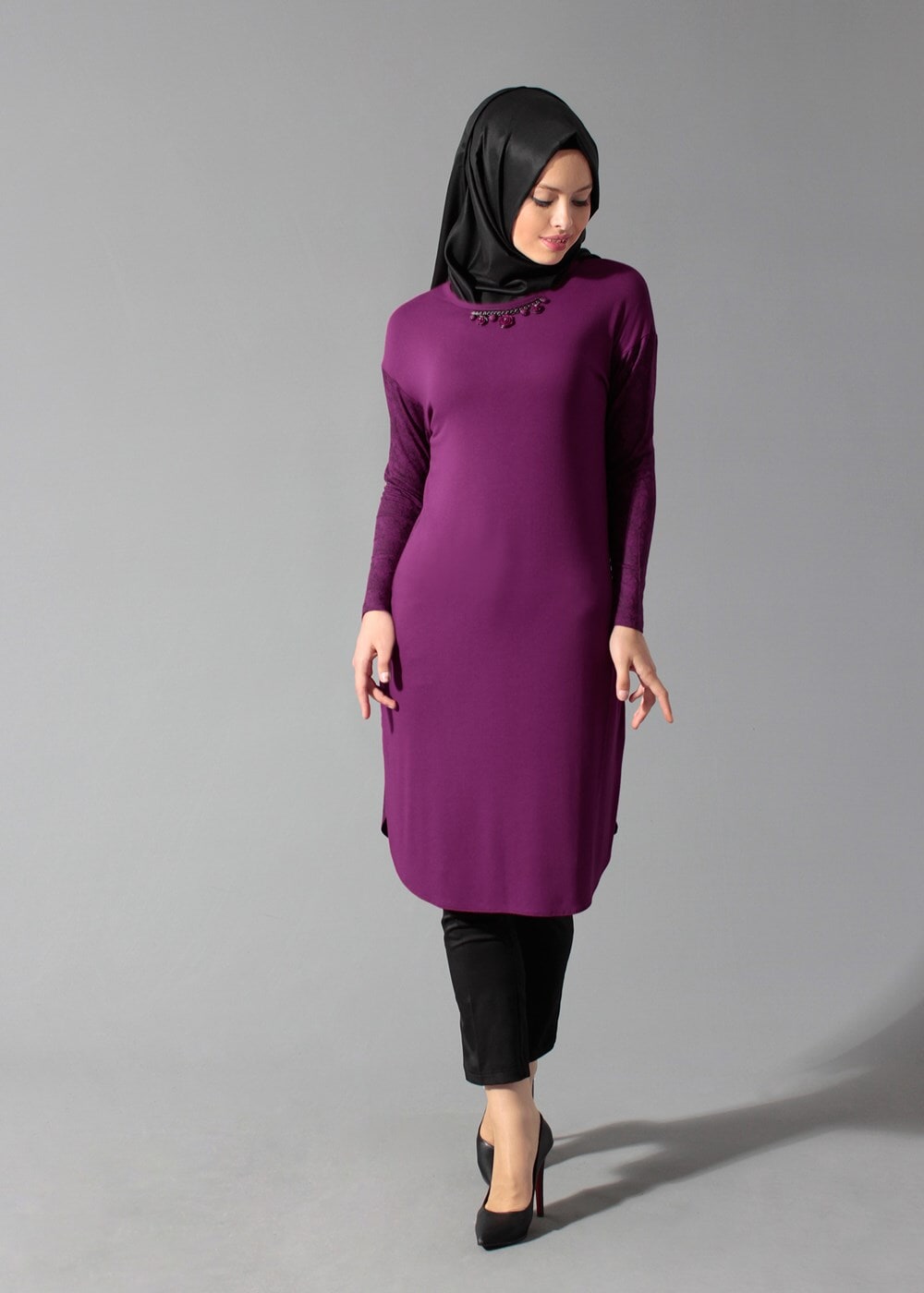 Tesettür giyim FUŞYA 4186 TUNİK