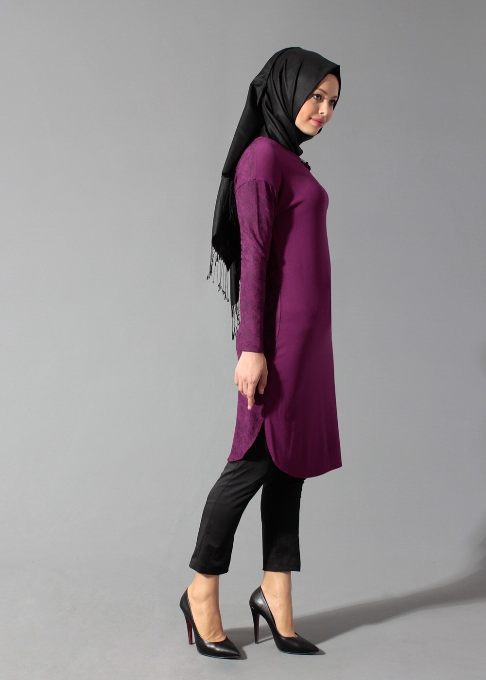 Tesettür giyim FUŞYA 4186 TUNİK