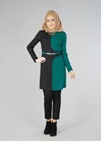 Tesettür giyim YEŞİL RENK BLOKLU TUNİK 4322 