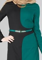 Tesettür giyim YEŞİL RENK BLOKLU TUNİK 4322 