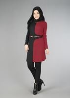 Tesettür giyim BORDO RENK BLOKLU TUNİK 4322 