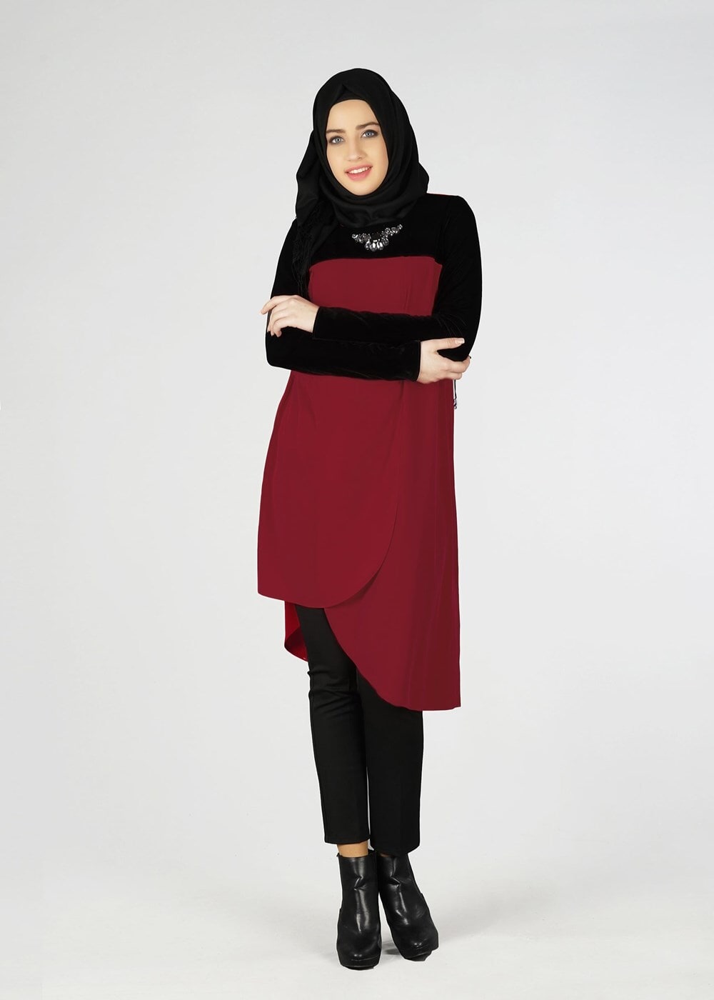 Tesettür giyim BORDO 4391 TUNİK