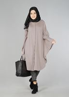 Tesettür giyim BEJ YARASA KOL TUNİK 4437 