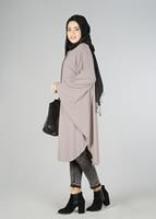 Tesettür giyim BEJ YARASA KOL TUNİK 4437 