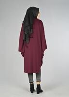 Tesettür giyim BORDO YARASA KOL TUNİK 4437 