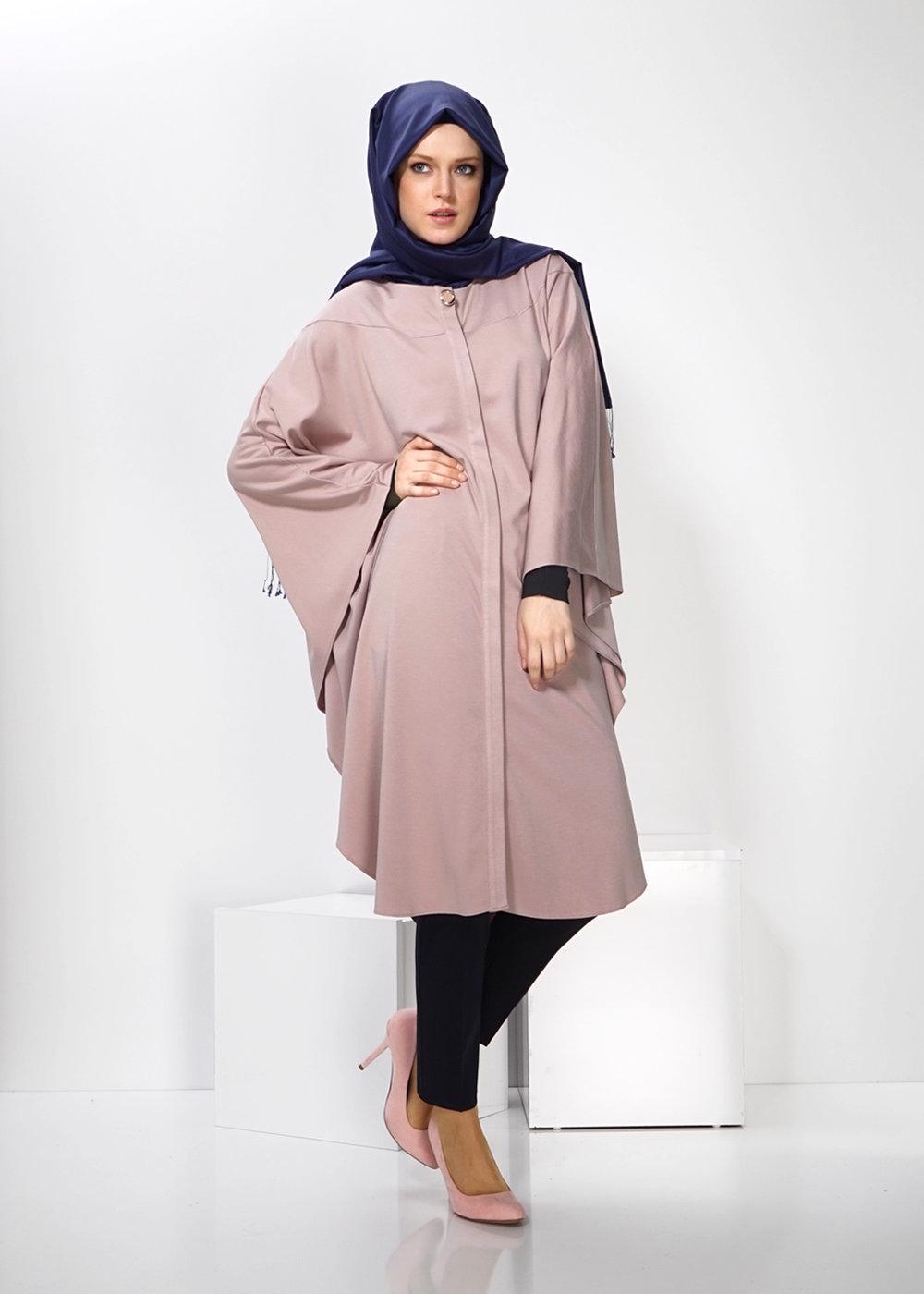 Tesettür giyim PUDRA YARASA KOL TUNİK 4437 